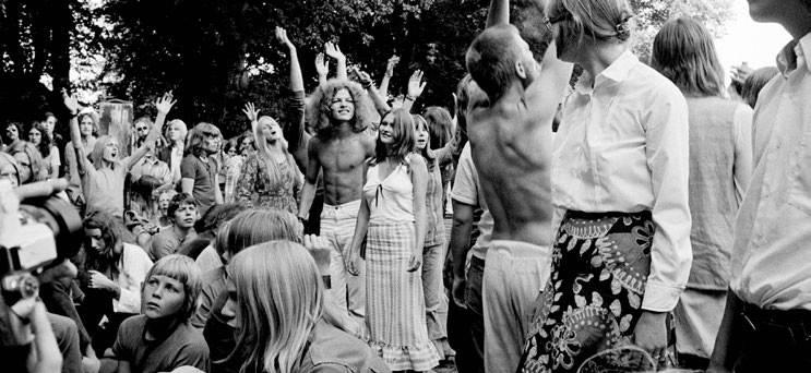 Unge mennesker til festival i København i 1971. Foto: Jørgen Andel/Scanpix Ritzau.