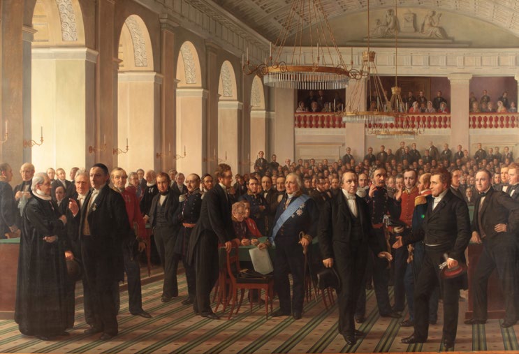 Den Grundlovsgivende Rigsforsamling. Maleri af Constantin Hansen (1860-64).